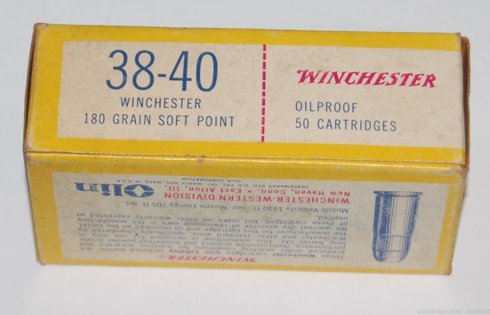 Vintage Full Box of Winchester 38-40 Win w/ 180 gr Soft Point 50 Rounds-img-2