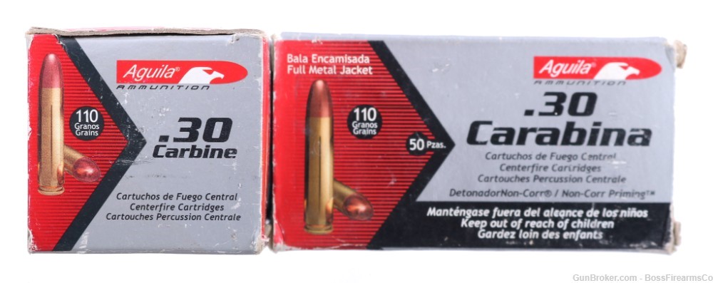 Aguila Ammunition .30 Carbine 110gr FMJ Lot of 1000- New Old Stock (JFM)-img-1