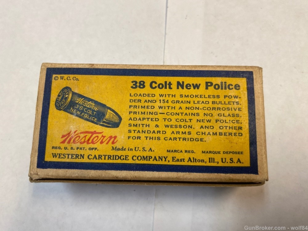 PreWar  WESTERN Bullseye 38 Colt New Police  154 gr NOS -img-6