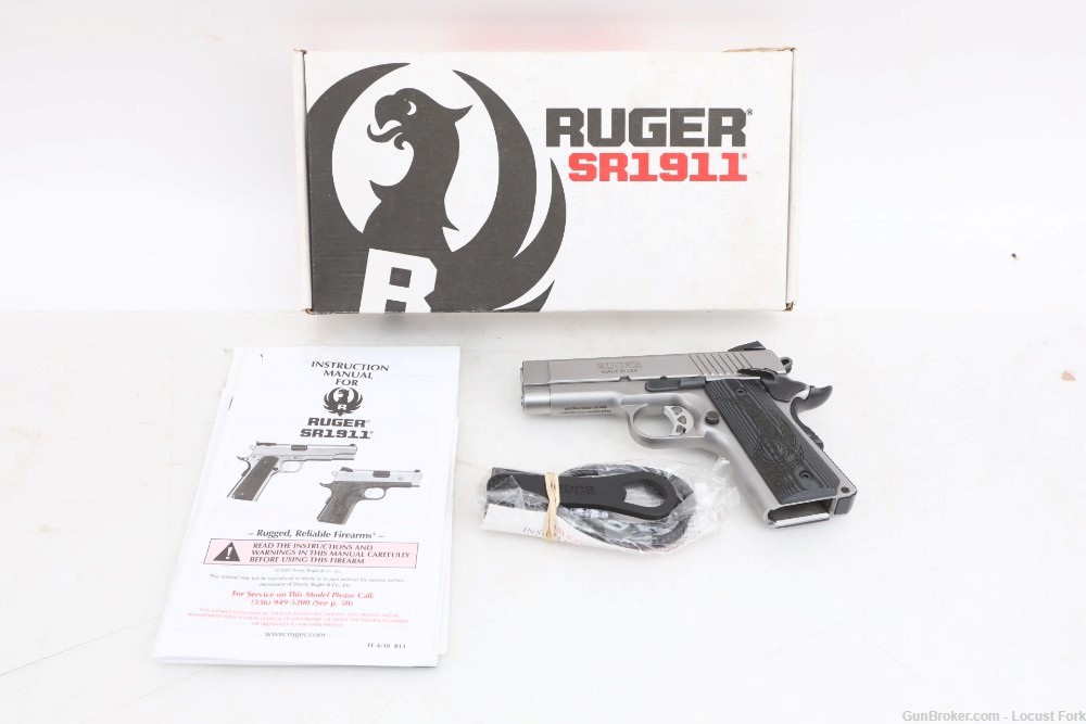 Ruger SR1911 45ACP Officer Stainless G10 Grips NEAR MINT w/ Box NO RESERVE!-img-0