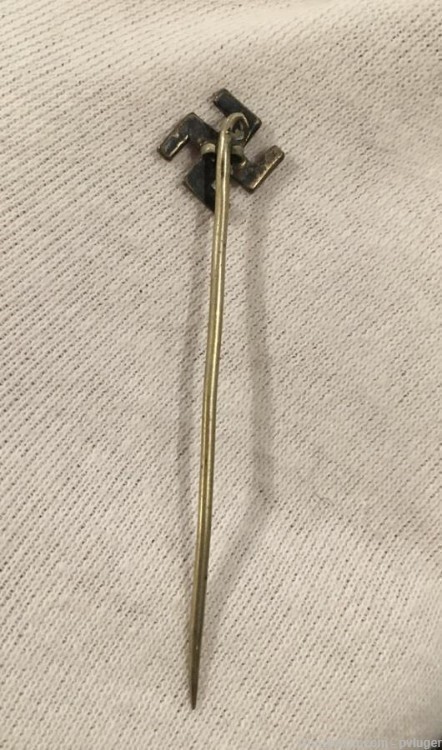 WWII German Swaztika Stick Pin with Rhinestones-img-2