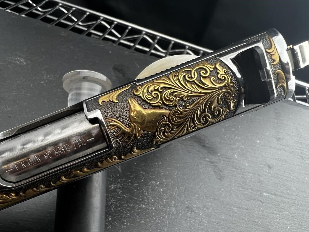 PROTOTYPE - Colt 1911 Whitetail Woodsman Gold Plated Engraved by Altamont-img-13