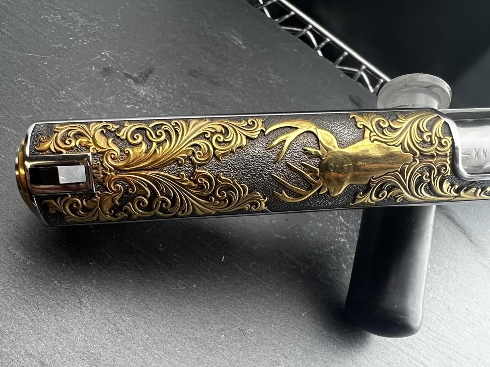 PROTOTYPE - Colt 1911 Whitetail Woodsman Gold Plated Engraved by Altamont-img-14