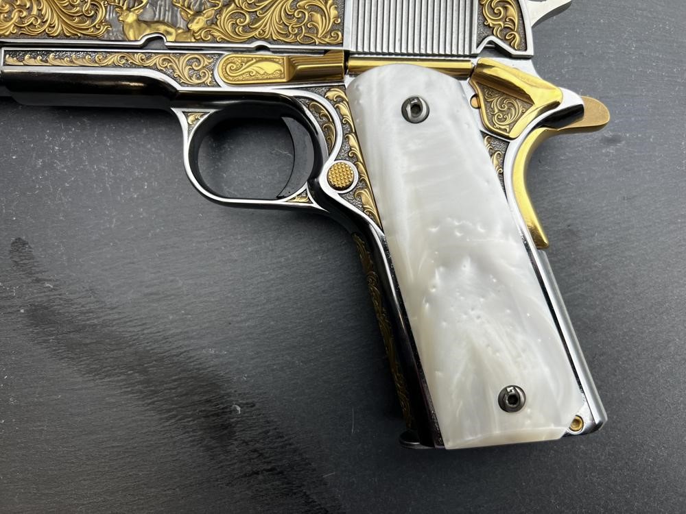 PROTOTYPE - Colt 1911 Whitetail Woodsman Gold Plated Engraved by Altamont-img-5