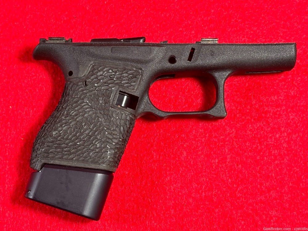 Glock 43 9mm 9x19 Custom Stippled Lower Pistol Frame w/ Magazine-img-0