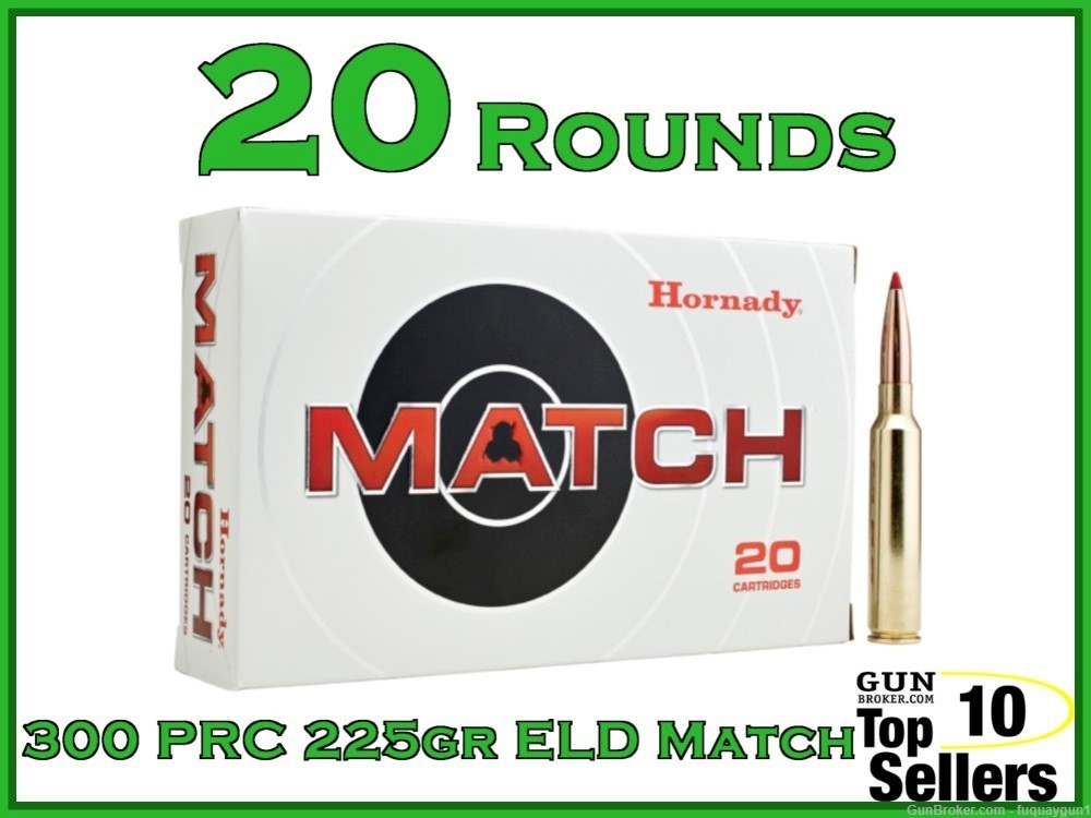 Hornady Match 300 PRC 225 gr ELD AMMO Premium Match-Grade 82162 20rd Box-img-0