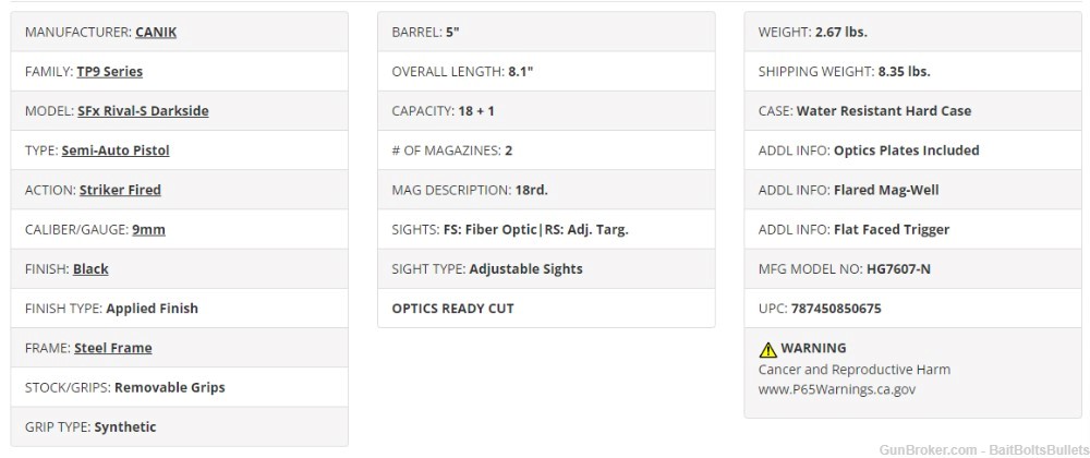 Canik  SFx Rival-S Full Size Frame DARKSIDE 18+1, 5"  MeCanik MO2 OPTIC-img-1