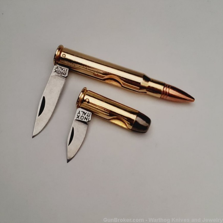 One 30-06 Bullet  & One 44 Magnum Bullet Folding Knife.  ITALIAN.-img-3