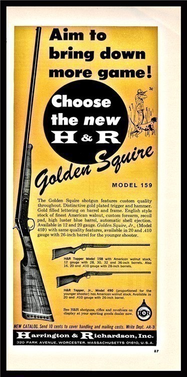 1964 HARRINGTON & RICHARDSON 159 Golden Squire Shotgun Original Old Gun AD-img-0