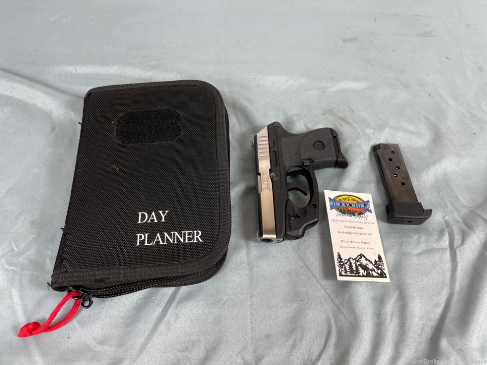 Ruger LCP Custom Stainless 380 ACP Laser Max + Case + 2 Mags (db)-img-0