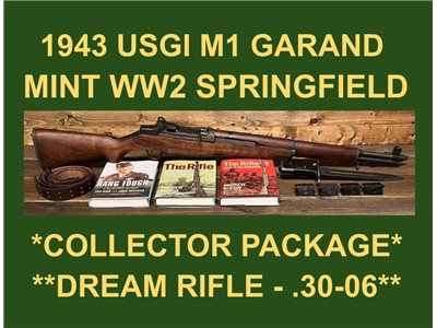 M1 GARAND 1943 SPRINGFIELD ARMORY EXC. ORIG. BARREL DREAM RIFLE .30-06 WW2 