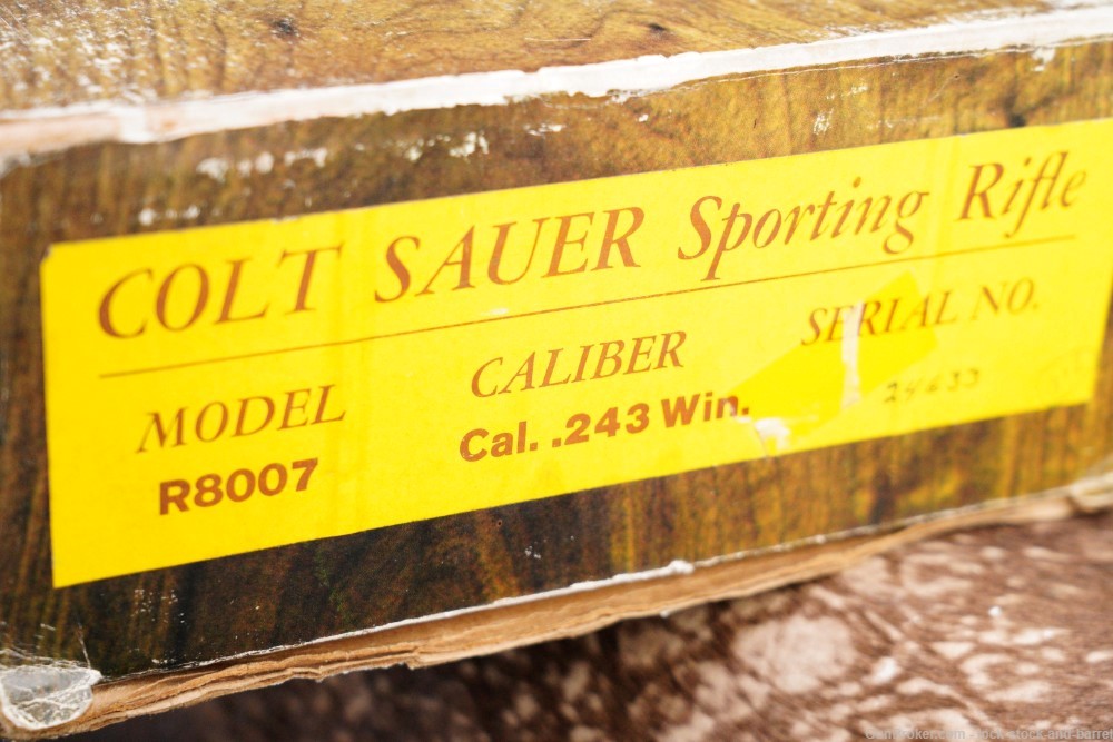Colt Sauer Sporting Rifle .243 Winchester Bolt Action Rifle & Box, MFD 1980-img-34