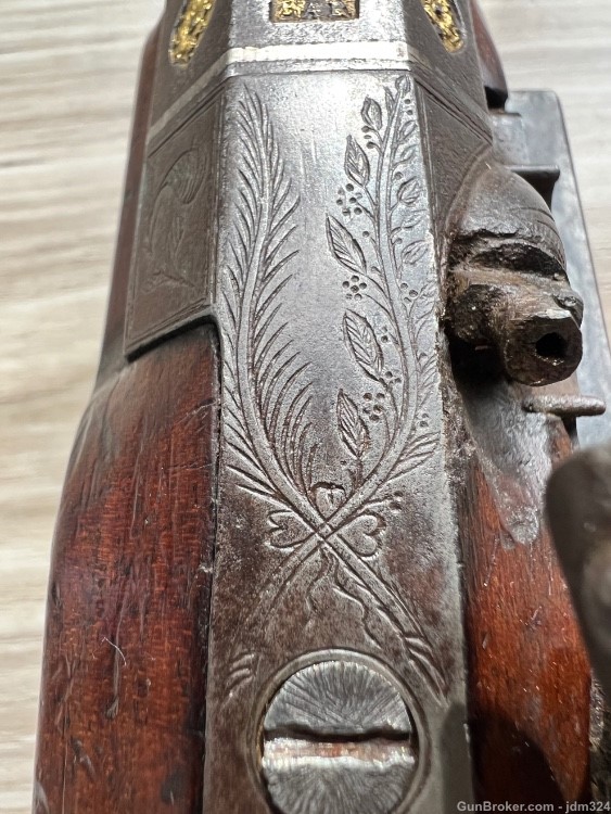 Chiseled Engraved & Gold Filled Miquelet Percussion Pistol Royal Family?   -img-25