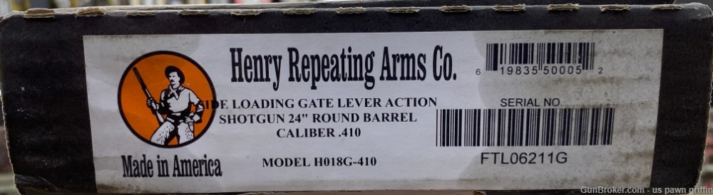 HENRY LEVER ACTION SIDE GATE 410 BORE 24" 6+1 H018G-410 NEW-img-1