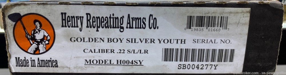 HENRY GOLDEN BOY SILVER YOUTH 22LR 16.25" 12+1 H004SY NEW-img-1