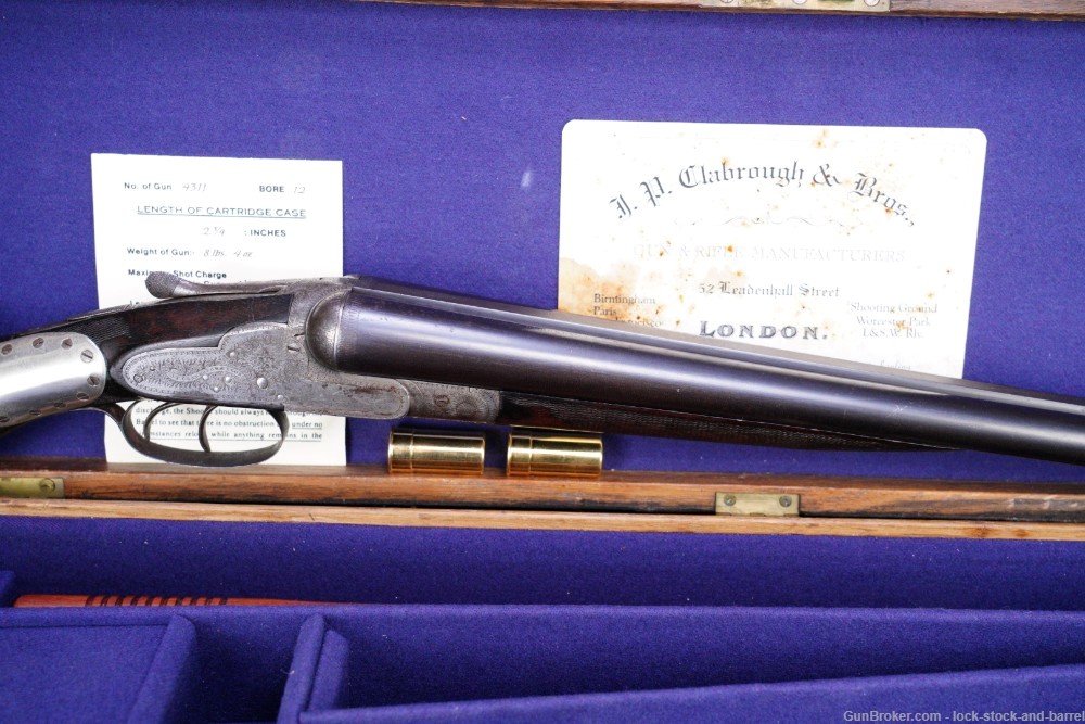 J.P. Clabrough & Bros England SxS 12 GA Double Barrel Shotgun, Antique-img-4