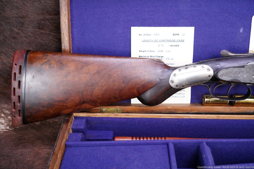 J.P. Clabrough & Bros England SxS 12 GA Double Barrel Shotgun, Antique-img-3