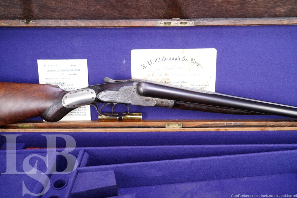J.P. Clabrough & Bros England SxS 12 GA Double Barrel Shotgun, Antique-img-0