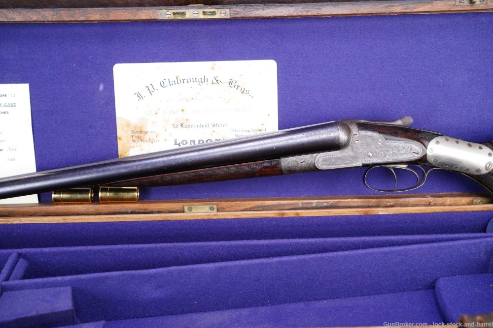 J.P. Clabrough & Bros England SxS 12 GA Double Barrel Shotgun, Antique-img-9