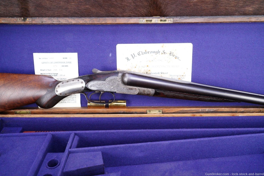 J.P. Clabrough & Bros England SxS 12 GA Double Barrel Shotgun, Antique-img-2