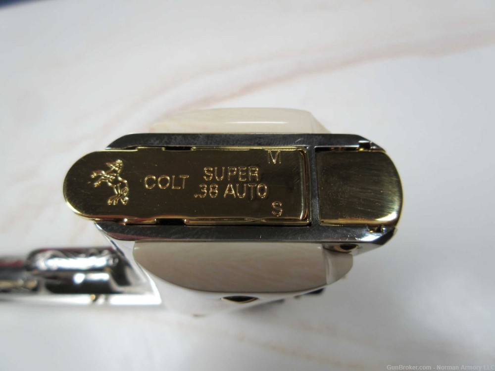 Colt 1911 Govt 5" .38 Super Custom engraved nickel/gold plated NEW-img-11