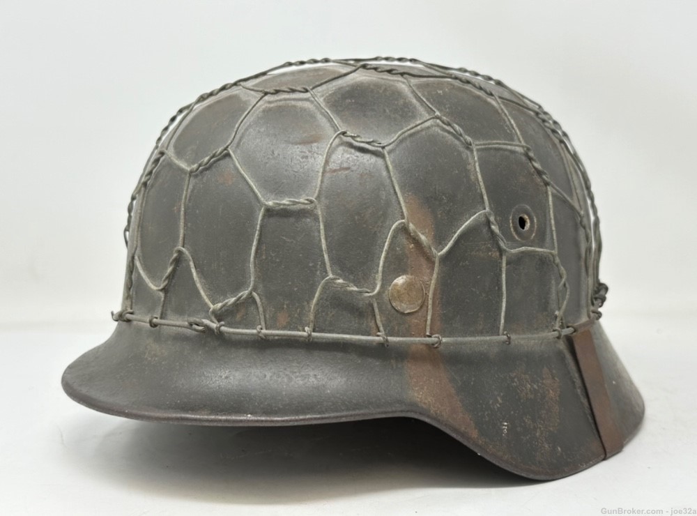 WW2 German M40 Half Basket CHICKEN WIRE Helmet WWII Camo ET66 uniform-img-3