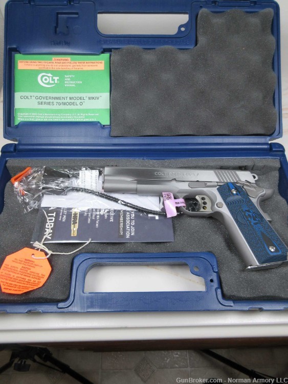 Colt GOLD CUP LITE 1911 STAINLESS .38 SUPER 5" National Match barrel -img-0