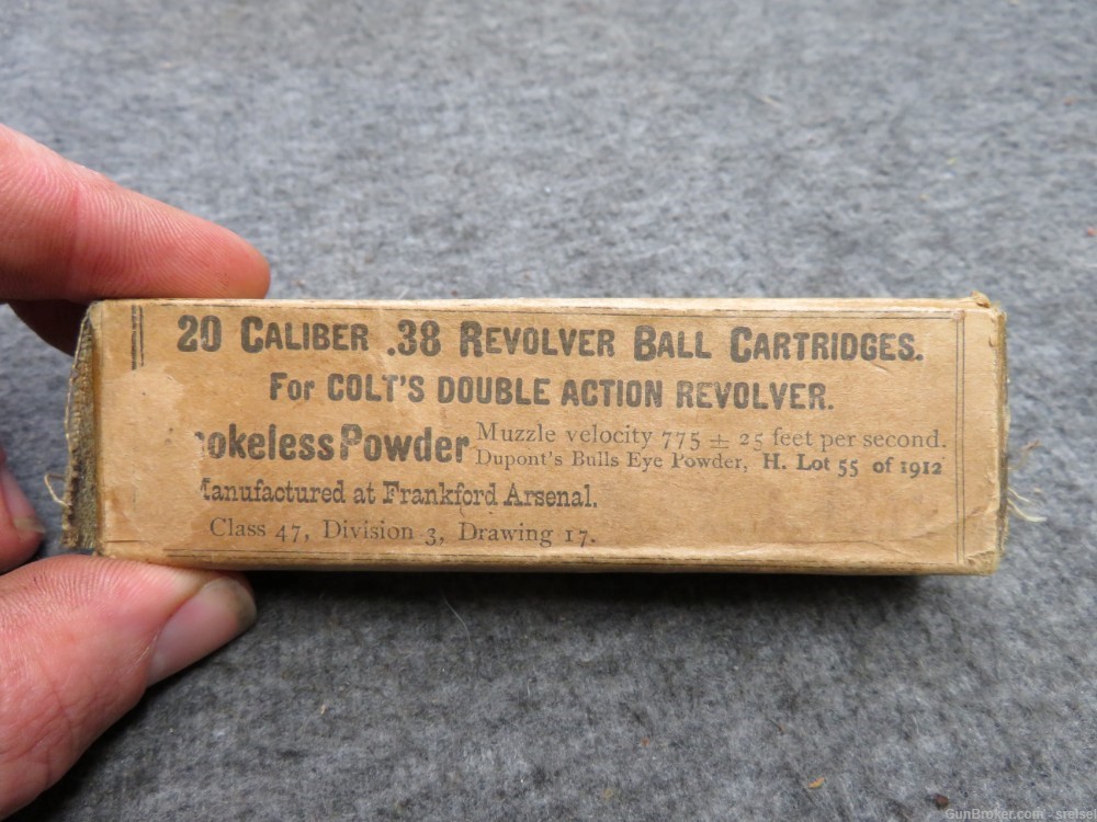 SEALED BOX WWI US MILITARY .38 COLT REVOLVER AMMO-DATED 1914-img-0