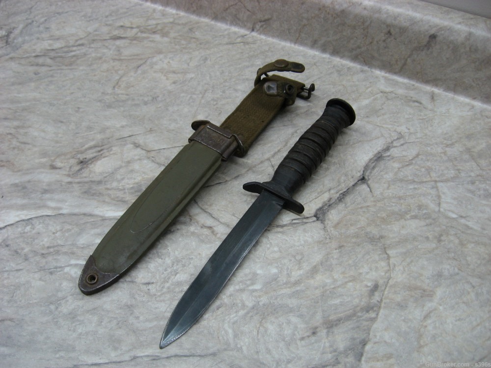 ARMY FIGHTING KNIFE LEATHER HANDLE WW2 US -img-4