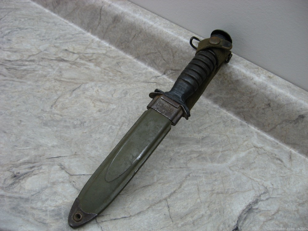 ARMY FIGHTING KNIFE LEATHER HANDLE WW2 US -img-0