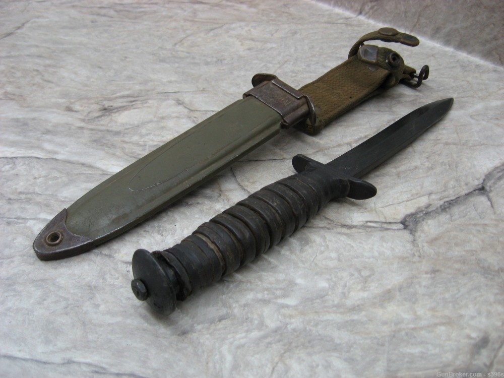 ARMY FIGHTING KNIFE LEATHER HANDLE WW2 US -img-5