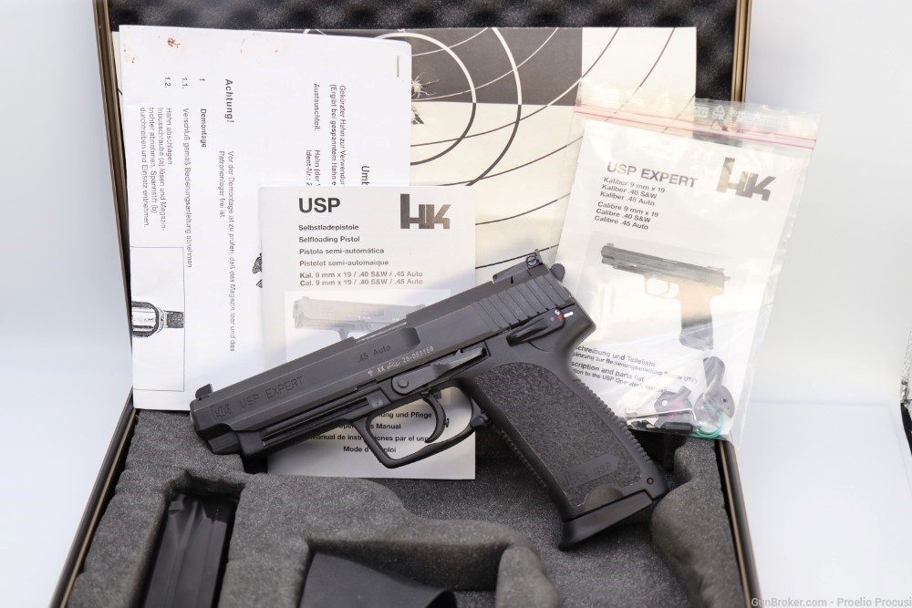 H&K USP Expert .45 ACP Euro import in rare  HK faux wood briefcase used -img-3