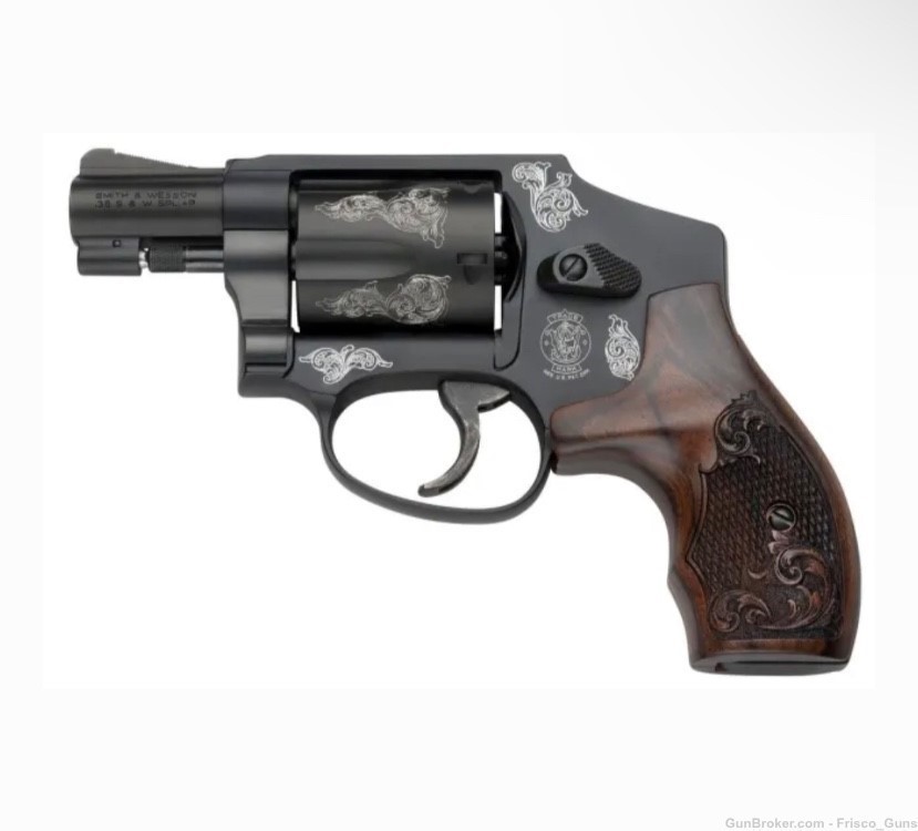 Smith and Wesson M442 Engraved 38 Spl 5rd Revolver 150785 S&W 442 .38 NOFEE-img-1