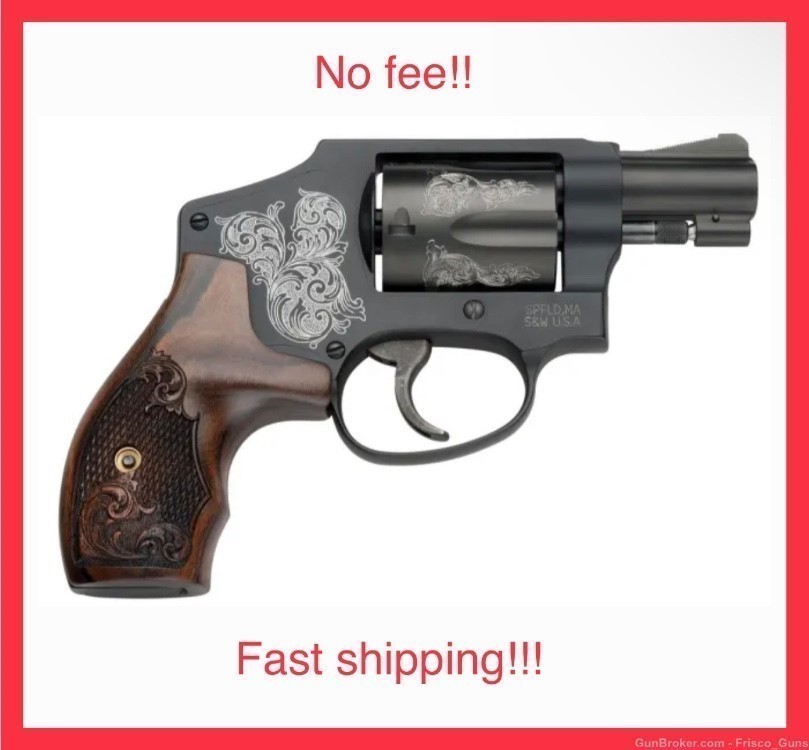 Smith and Wesson M442 Engraved 38 Spl 5rd Revolver 150785 S&W 442 .38 NOFEE-img-0