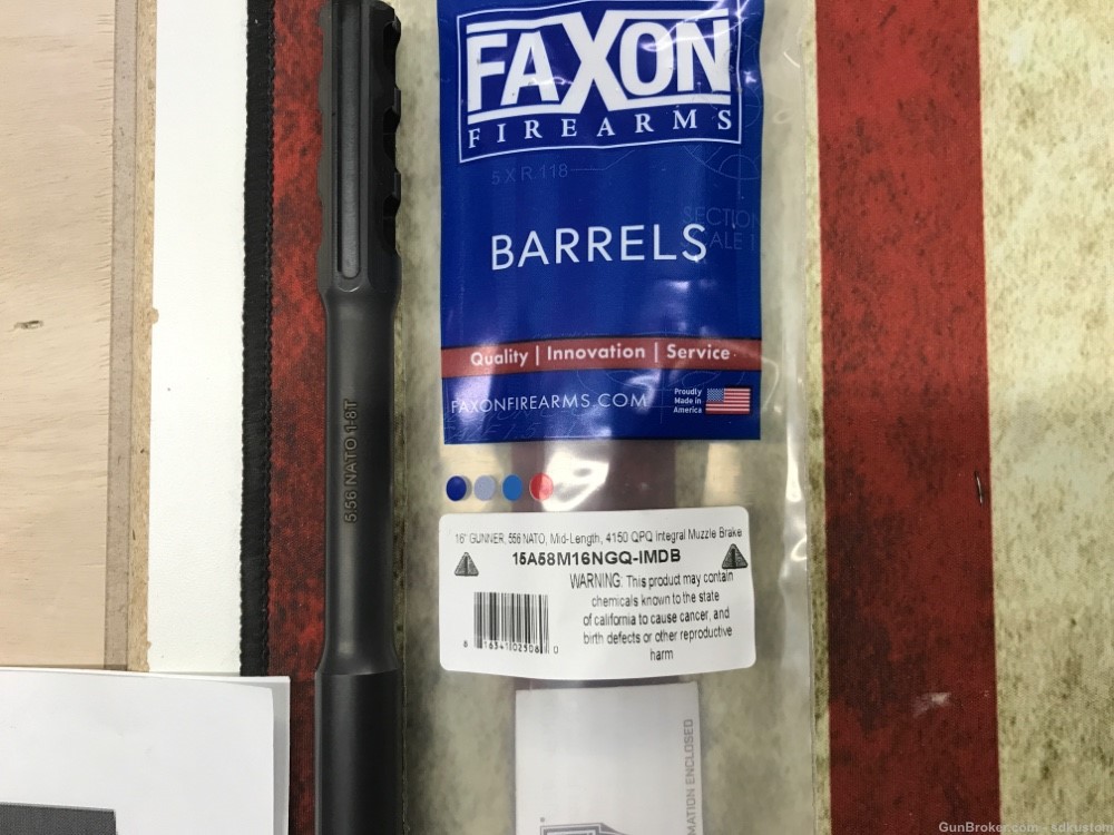 Faxon AR-15 16” Gunner 5.56 Mid-Length Integral Brake #15A58M16NGQ-IMDB-img-1