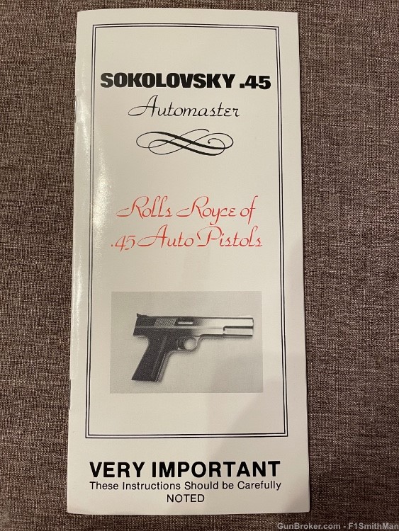 Original SOKOLOVSKY.45 Automaster Owners Manual - Perfect RARE! 1 of 53!-img-0