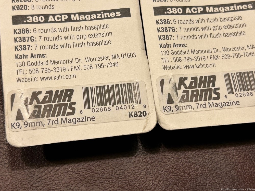 (2) Kahr K-9mm 7rd Mags, New, K820-img-3