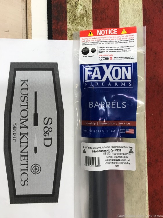 Faxon 16” Light Tapered 9mm  No Gas Port Integral Brake #15A910N16NLQ-IMDB -img-0