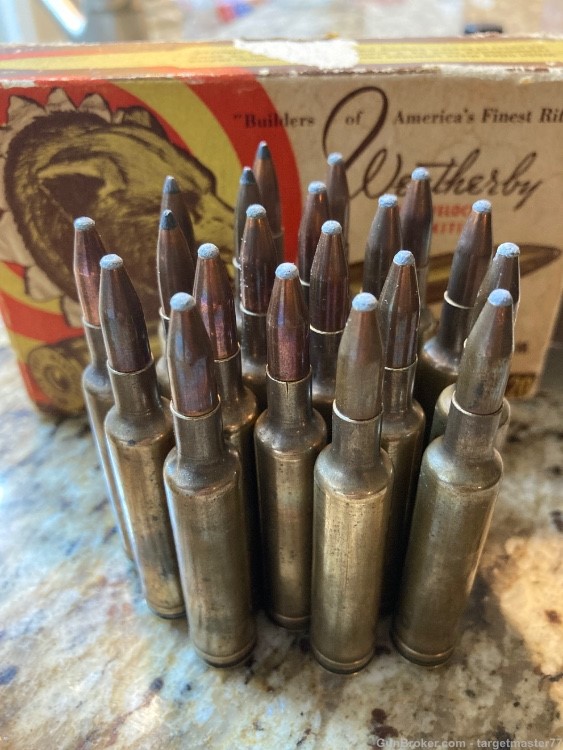 23 - 257 Wetherby Magnum loads +4 once fired brass  ,10 pcs  6.5-300 brass -img-2