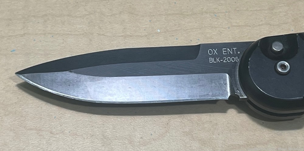 OX FORGE BLACK KNIFE US NAVY SEALS BLK OX ENT 2006 AUTO KNIFE -img-2