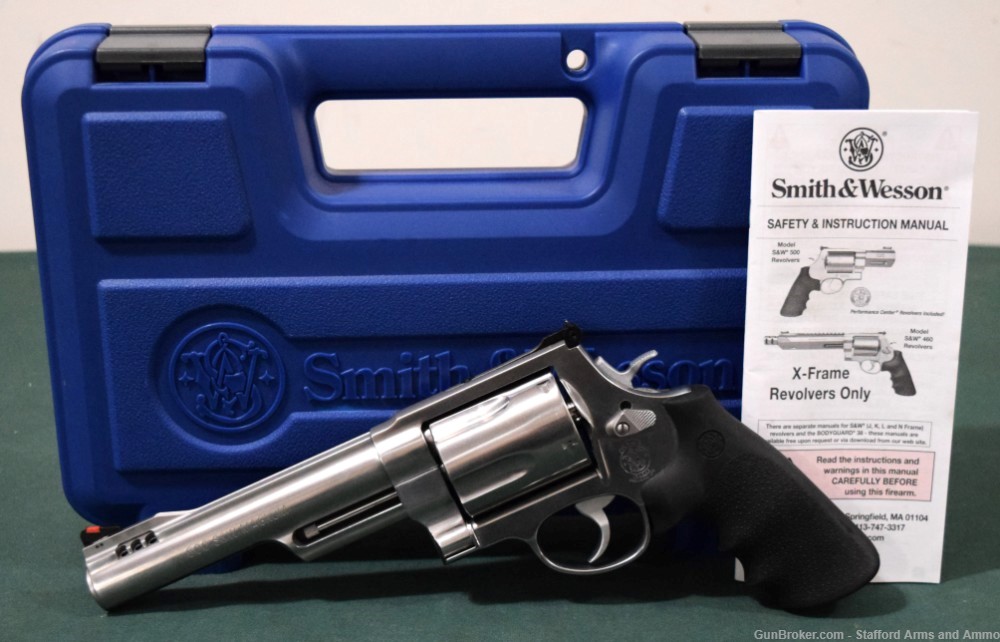 S&W 500 X-Frame 500 S&W Magnum 6 1/2" Hogue Stainless 163565 Clean! LNIB-img-0