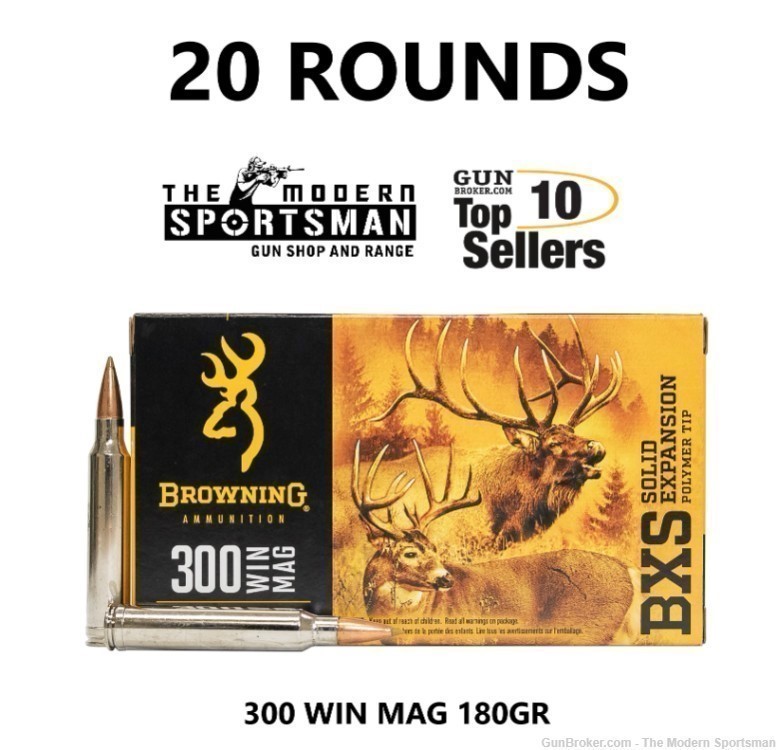 Browning 300 Win Mag 180GR Rifle Ammo BXS 20/Box -img-0