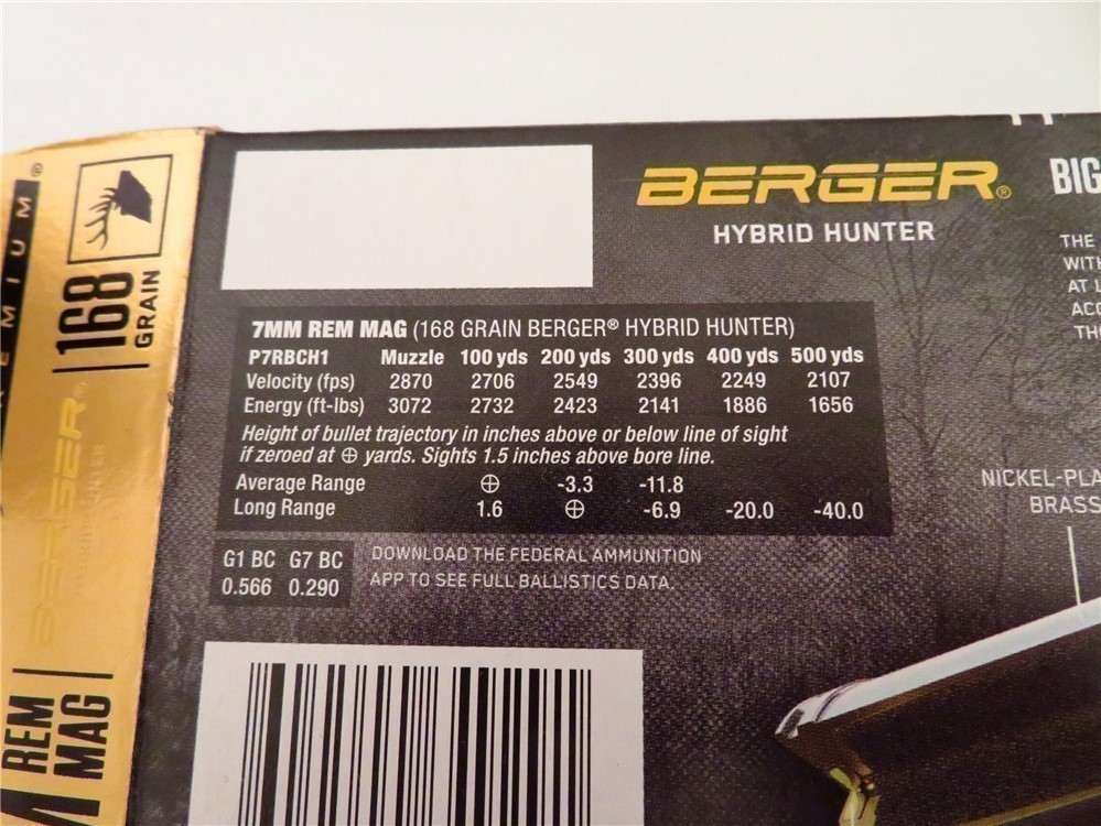 60 ROUNDS Federal 7mm Rem Mag 168 grain BERGER HYBRID HUNTER P7RBCH1-img-4