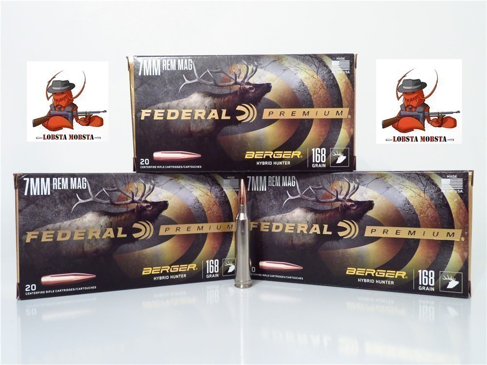 60 ROUNDS Federal 7mm Rem Mag 168 grain BERGER HYBRID HUNTER P7RBCH1-img-0