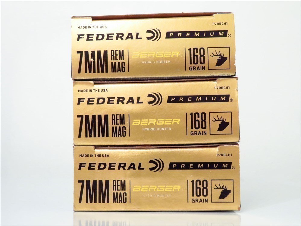 60 ROUNDS Federal 7mm Rem Mag 168 grain BERGER HYBRID HUNTER P7RBCH1-img-1