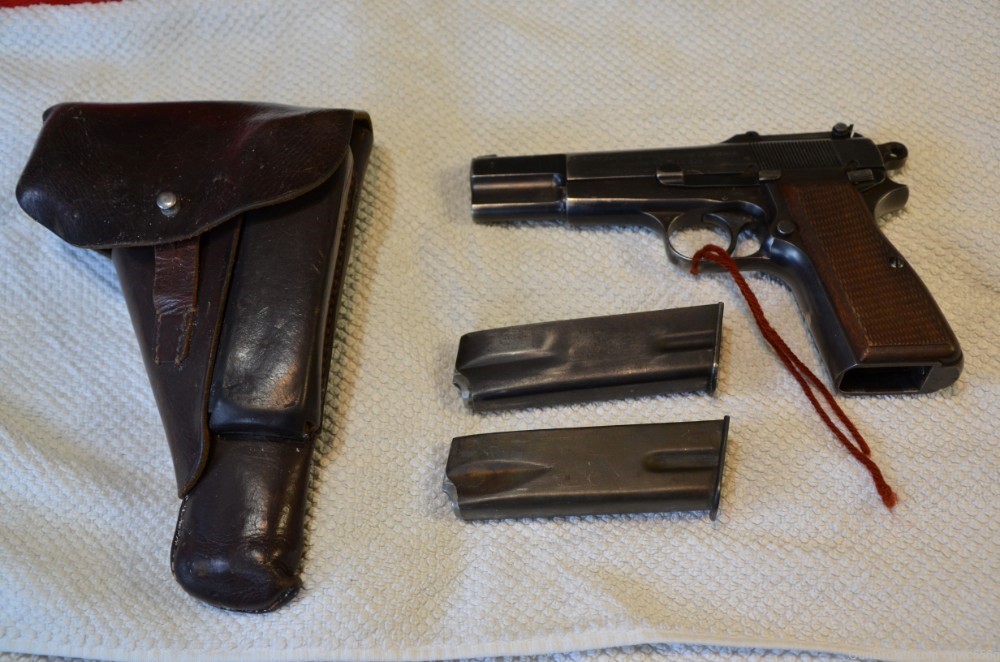 WWII German occupation browning High Power P35 tangent w original holster-img-0