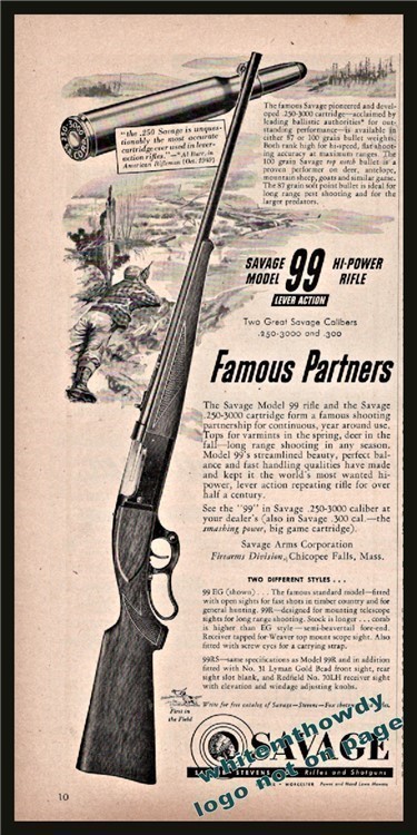 1952SAVAGE 99 Lever Action High Power Rifle PRINT AD-img-0