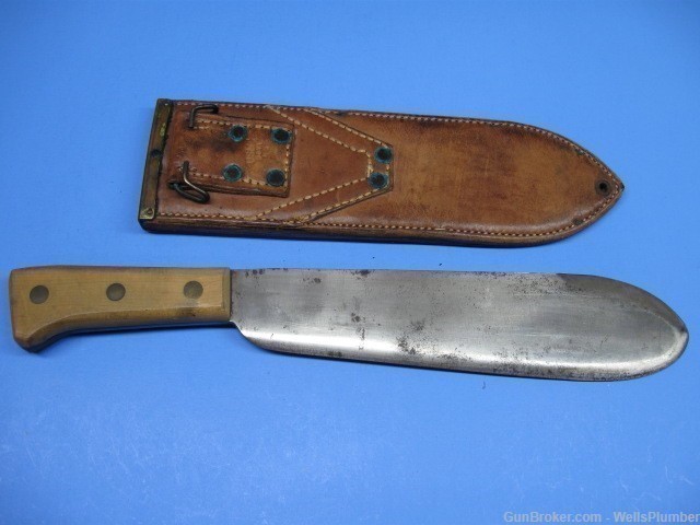 USMC WWII MEDICAL CORPSMEN BOLO KNIFE WITH SCABBARD USMC BOLO DATED 1945-img-1