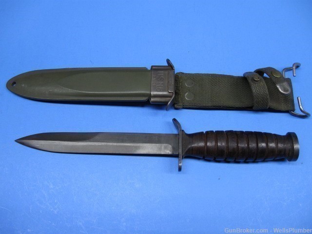 US WWII M3 UTICA GUARD MARKED M3 FIGHTING KNIFE WITH SCABBARD (MINT)-img-0