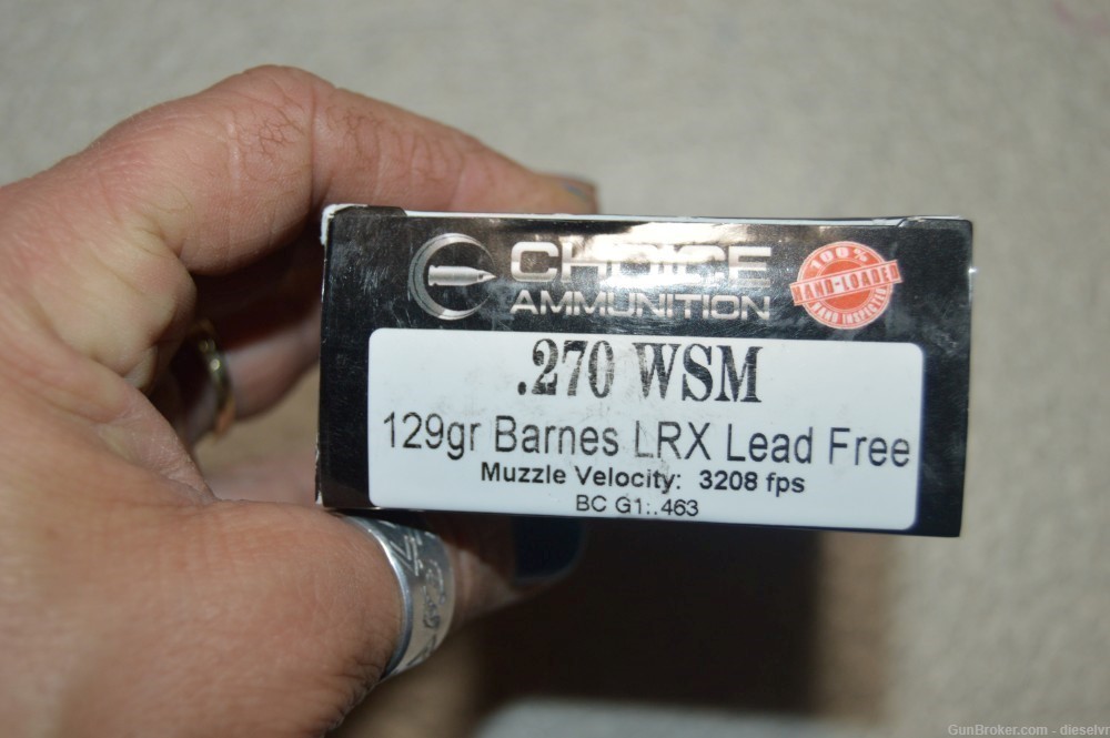 Choice Ammunition 270 WSM 129 Grain Barnes LRX Lead Free Ammunition -img-0